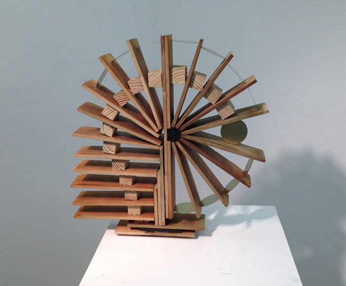 'MEMPHIS WHEEL' </br>Wood-Steel-Paint        20 w x 21 h x Base 3 d </br> $700.00