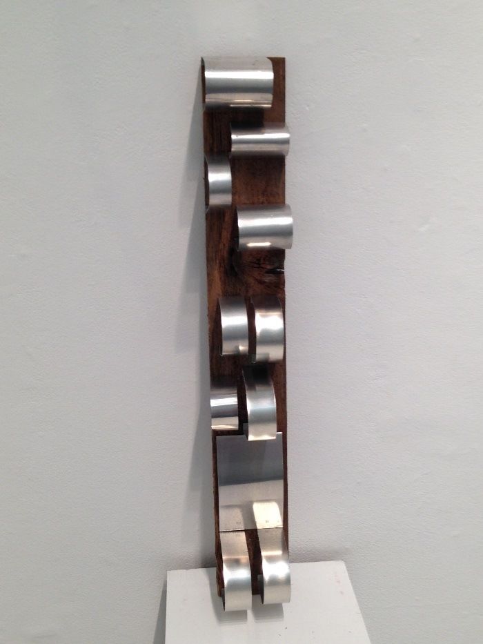 'THE ROAD LESS TRAVELED' </br> Aluminum-Wood        5 w x 38 h x Base 6 d </br> $225.00